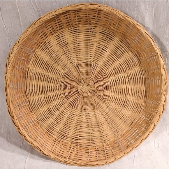 Vtg Chinese Cheese Bamboo Wicker Plates Chopsticks Service for 4 Platter Boho - Picture 13 of 15